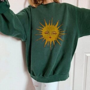 GAOJU Oversized Graphic Sweatshirt for Women Crewneck Long Sleeve Drop Shoulder Casual Pullover Sweatshirt Tops Green