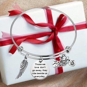 POTIY Motorcycle Memorial Gift Sympathy Jewelry Those We Love Don't Go Away Bracelet in Memory of Brother Dad Husband Gift (Bracelet)