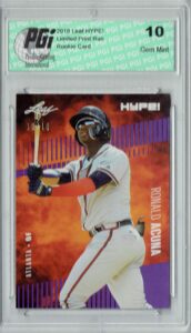 ronald acuna 2018 leaf hype! #1a purple sp, just 10 made rookie card pgi 10