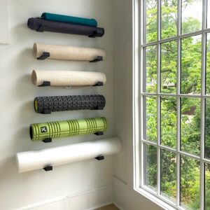 StoreYourBoard Yoga Mat Storage Rack, Foam Roller, Exercise Fitness Bands, Wall Hooks Gym Organizer