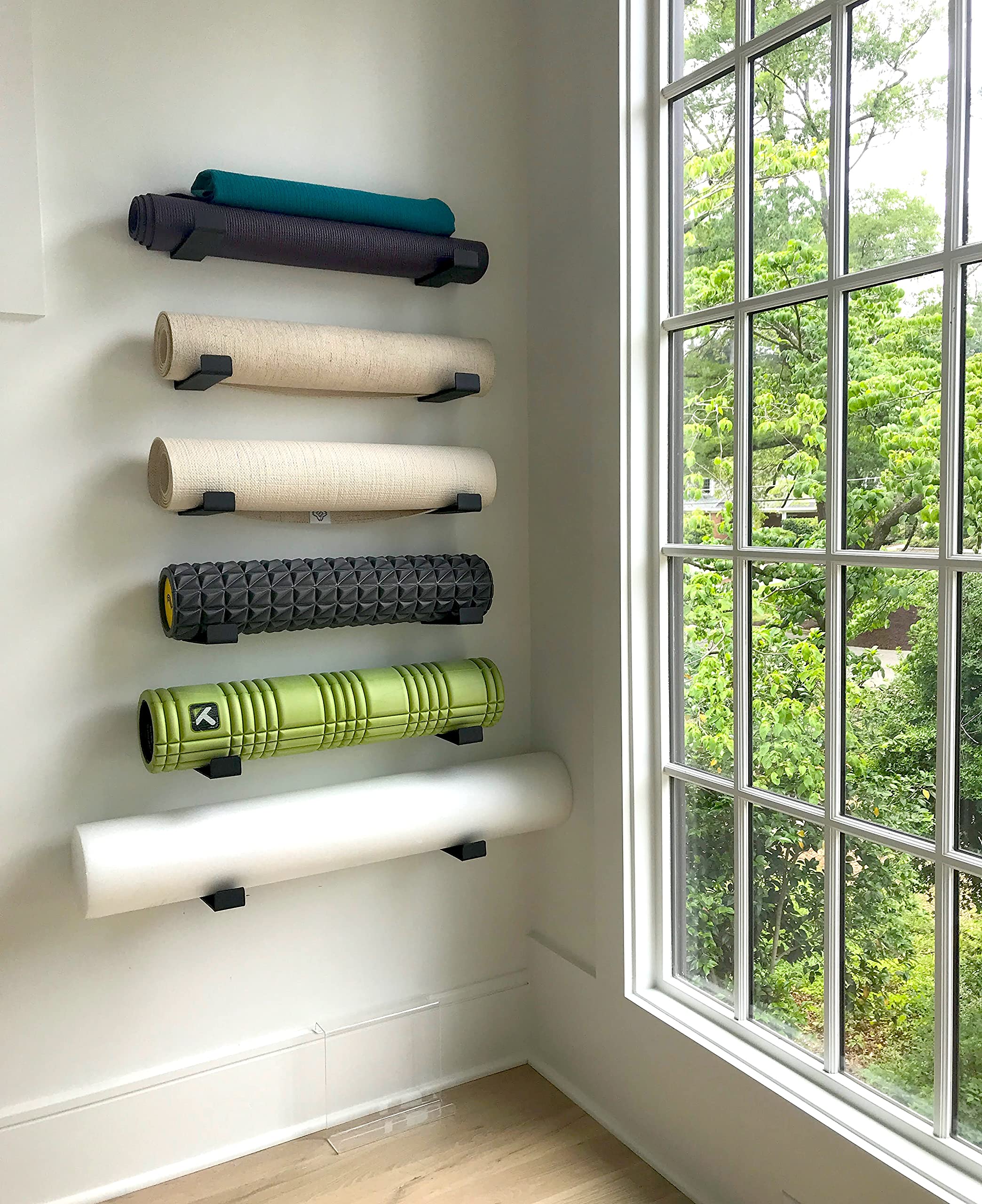 StoreYourBoard Yoga Mat Storage Rack, Foam Roller, Exercise Fitness Bands, Wall Hooks Gym Organizer