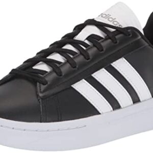 adidas Men's Grand Court Alpha Tennis Shoe, Core Black/White/Iron Metallic, 12