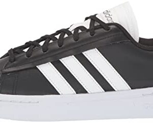 adidas Men's Grand Court Alpha Tennis Shoe, Core Black/White/Iron Metallic, 12