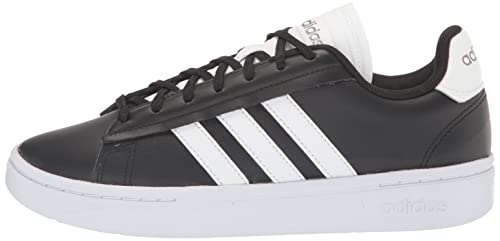 adidas Men's Grand Court Alpha Tennis Shoe, Core Black/White/Iron Metallic, 12