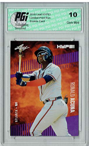 Ronald Acuna 2018 Leaf HYPE! #1A Purple Blank Back 1 of 1 Rookie Card PGI 10