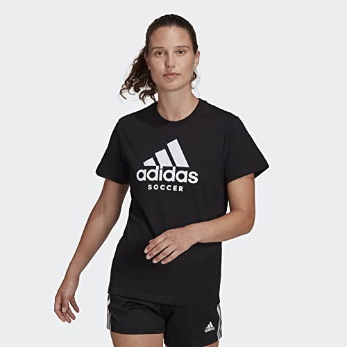 adidas Women's Soccer Logo Tee, Black, X-Small