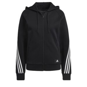 adidas women's sportswear future icon 3-stripes hooded tracktop, black, x-large