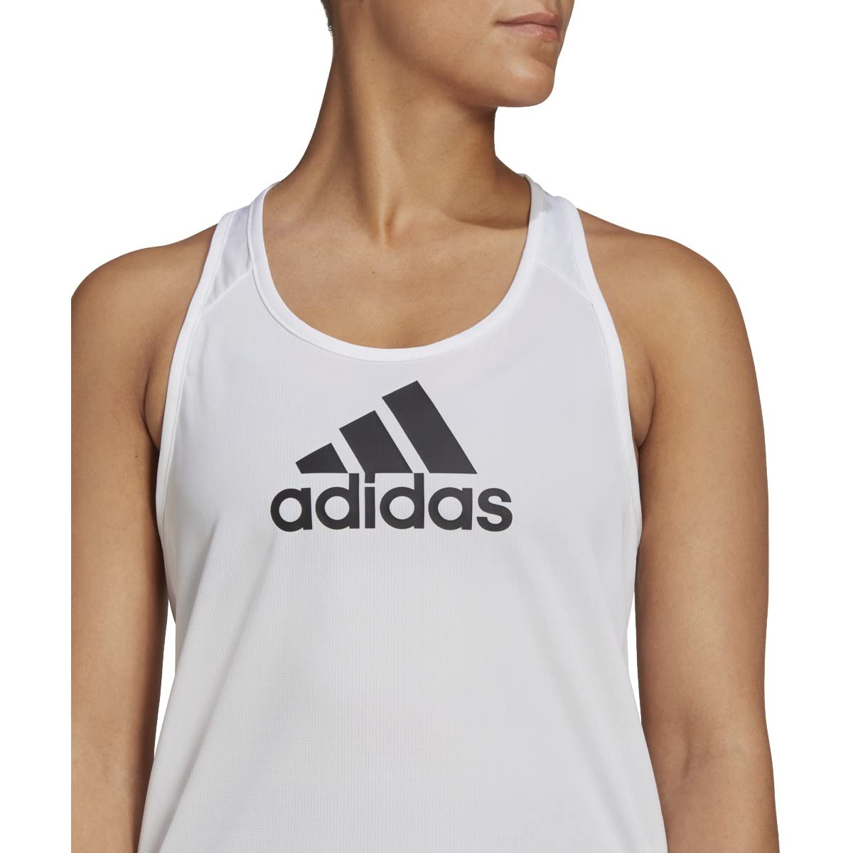 adidas Women's AEROREADY Designed 2 Move Logo Sport Tank Top, White/Black, Small