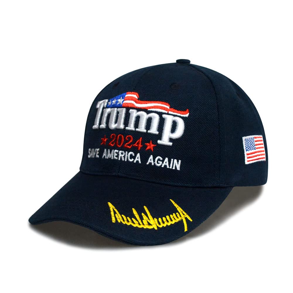 Idealforce Trump Hat 2024 MAGA Adjustable Trump Hat Baseball Cap (Navy-Save)