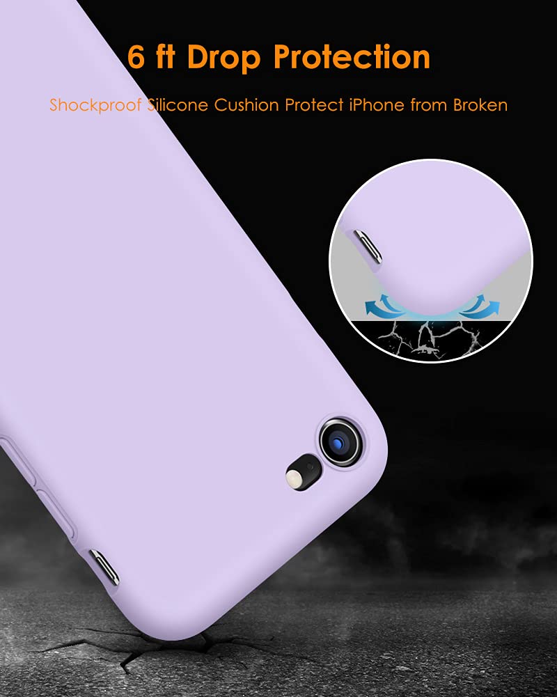 DTTO for iPhone SE Case 2020/2022, iPhone 7 8 Silicone Phone Case, [Romance Series] Shockproof Phone Case with Honeycomb Grid Cushion for Apple iPhone 7/8/SE 2020/2022, 4.7 inch, Lavender