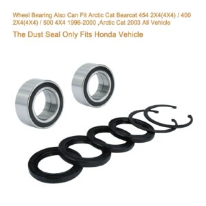 MINSTAR Wheel Bearing Fits For Honda TRX420 2007 2008 2009 2010 2011 2012 2013 2014 Replaces # 91051-HC5-003 91051-HC5-004 2Pcs, Dust Seal (40X58X7) 2Pcs Oil Seal (38X50X6) 2Pcs, Circlip (50MM) 2Pcs.