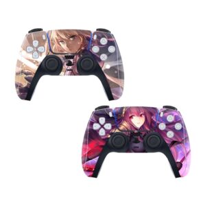 ebty-dreams inc. - set of 2 fate / stay night, grand order, acrophobia scathach, saber vinyl skin sticker decal protector for playstation 5 (ps5) controllers