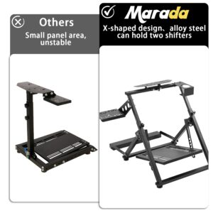 Marada X-shaped Racing Steering Shifter Foldable Racing Wheel Stand Fits for Logitech/Thrustmaster/Fanatec G25 G27 G29 G920 G923 T300 T248 V9 R5,Adjustable Not Included Steering Wheel,Pedal & Shifter