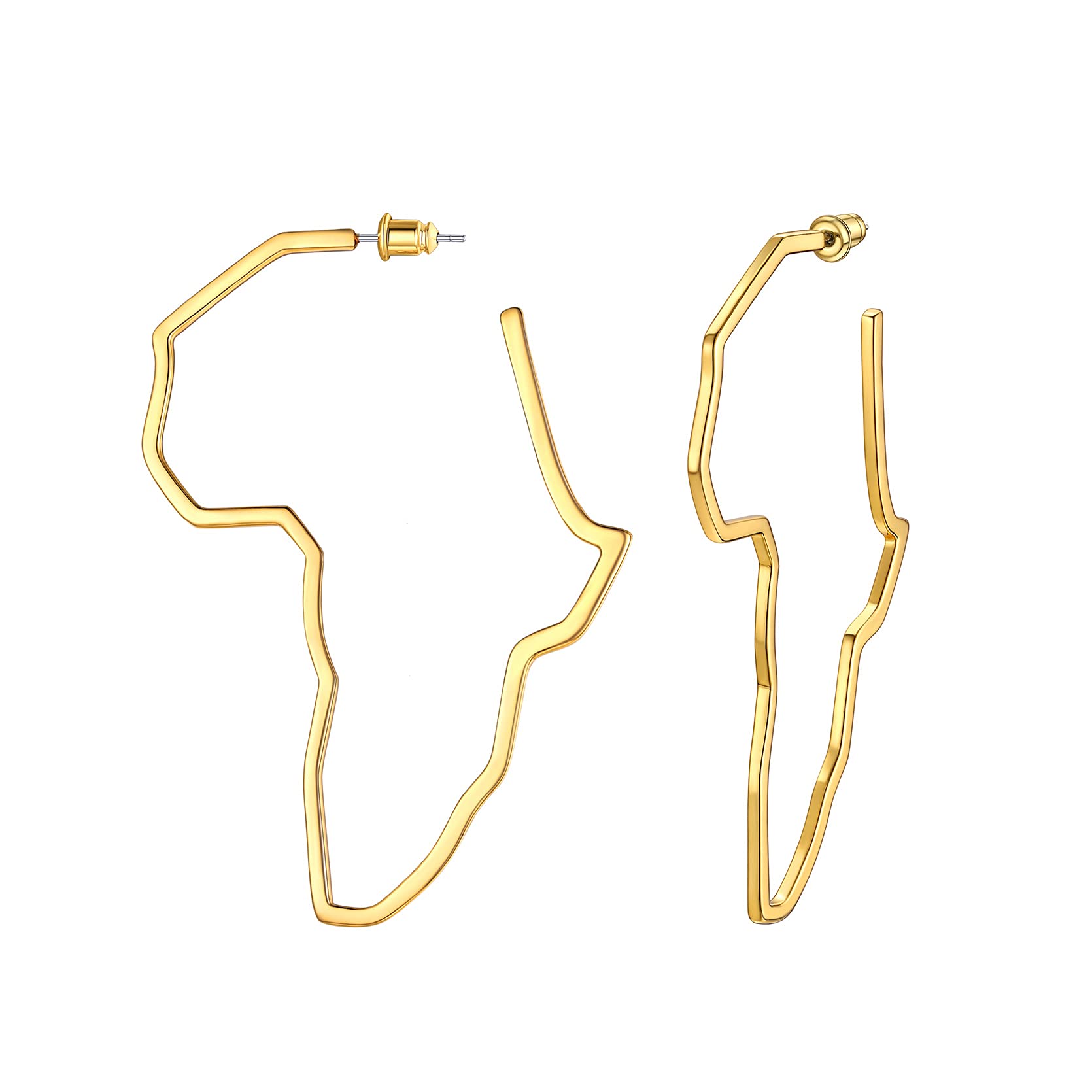 Large Exaggerate African Map Earrings for Women, Traditional Hyperbole Gold African Map Hollow Out Hoop Earrings Africa Jewelry Statement Earrings…