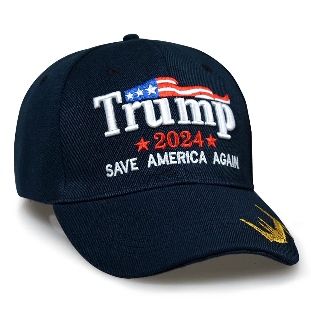 Idealforce Trump Hat 2024 MAGA Adjustable Trump Hat Baseball Cap (Navy-Save)