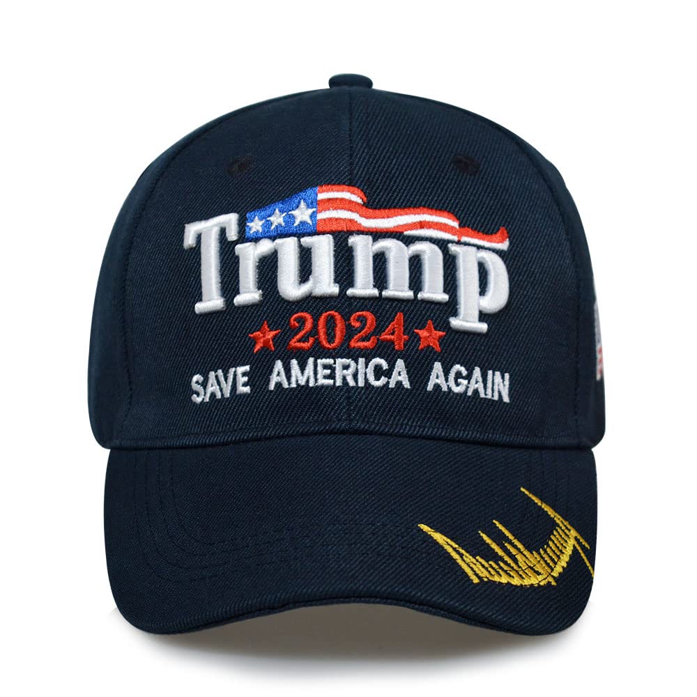 Idealforce Trump Hat 2024 MAGA Adjustable Trump Hat Baseball Cap (Navy-Save)