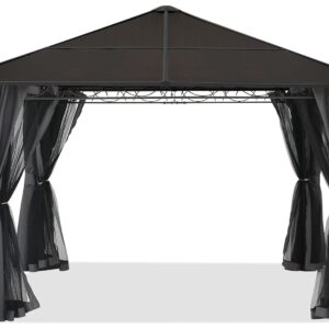 Hardtop Patio Gazebo with Curtains and Netting by ABCCANOPY