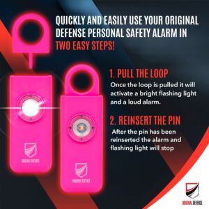 Original Defense® Siren Self Defense for Women - Personal Alarm for Women, Children, & Elderly - Recommended by Police - 130 dB Loud Self Defense Keychain Siren with LED Strobe Light (Magenta)