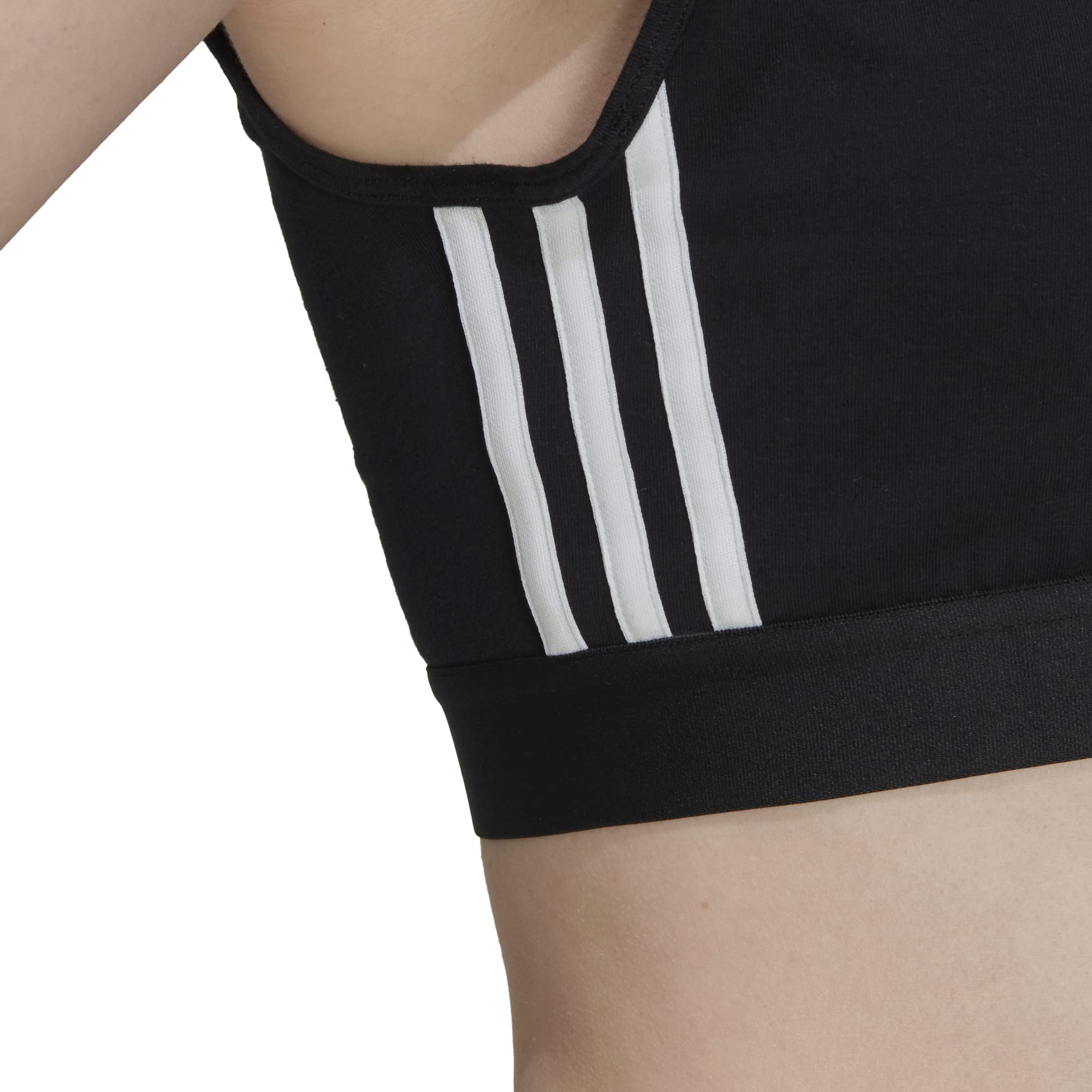 adidas Women's Essentials 3-Stripes Crop Top with Removable Pads, Black/White, Large