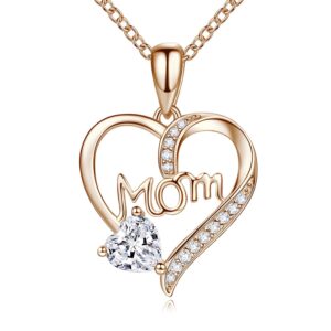 louise vella mom necklace for women 925 sterling silver birthstone necklace for mom, necklaces for mom christmas gifts from daughters, birthday gifts for mom (silver)