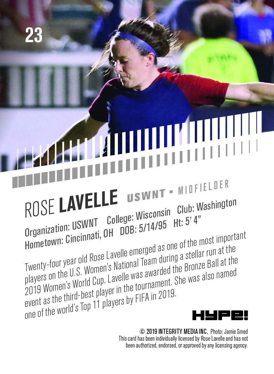 Rose Lavelle 2019 HYPE #23 1st Rookie Card Ever USWNT USA PGI 10