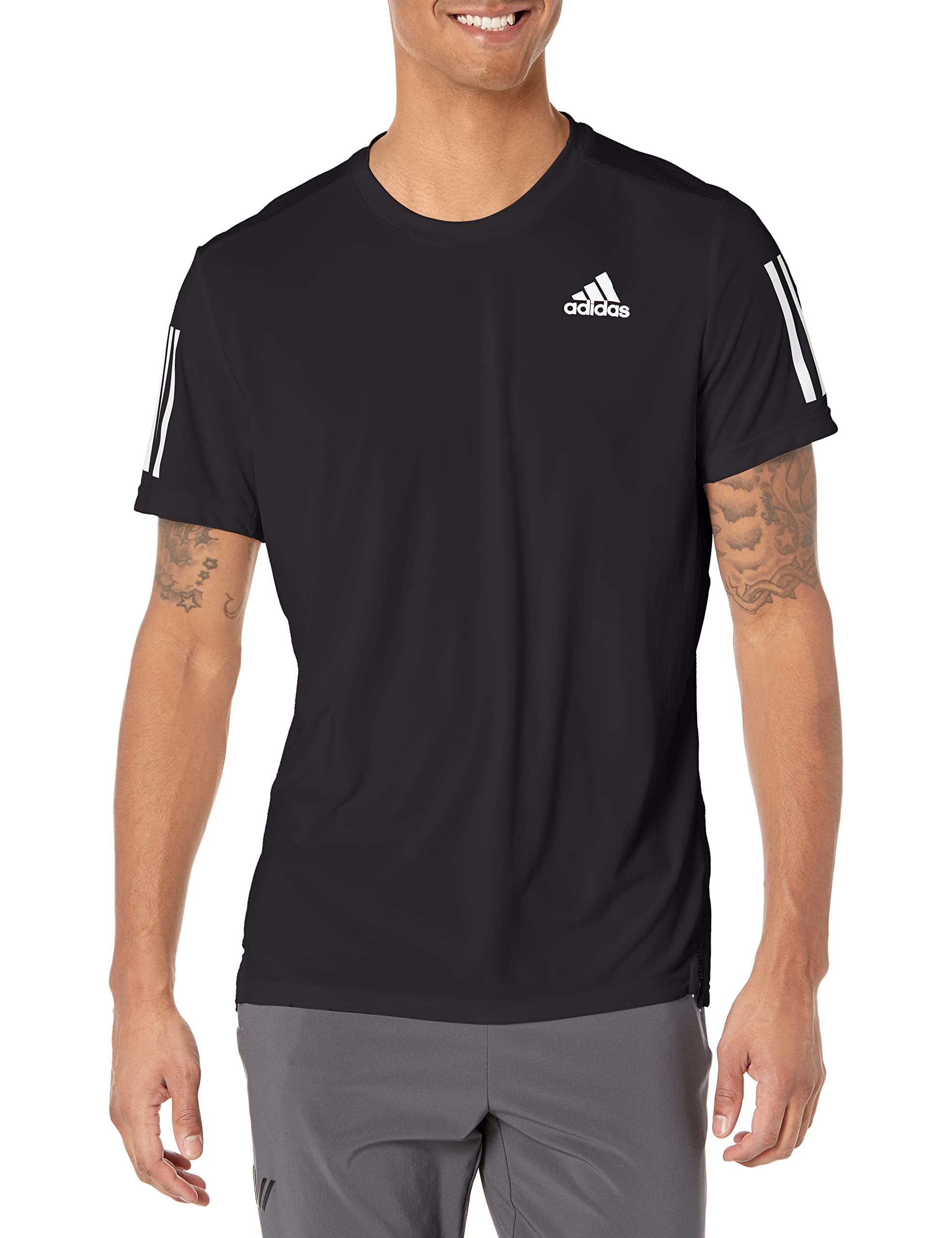 adidas Men's Standard Own The Run , Black/Reflective Silver, Large