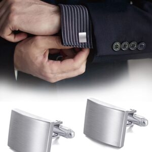 Ofeiyaa 6 Pairs Cufflinks Classic Striped Square Rectangle Cufflinks Set for Men