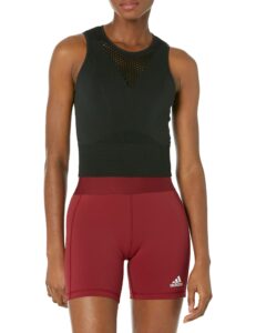 adidas women's fast aeroknit running crop top, black, large