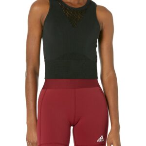 adidas Women's Fast Aeroknit Running Crop Top, Black, Large