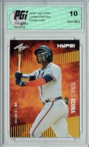 ronald acuna 2018 leaf hype! #1a gold blank back 1 of 1 rookie card pgi 10