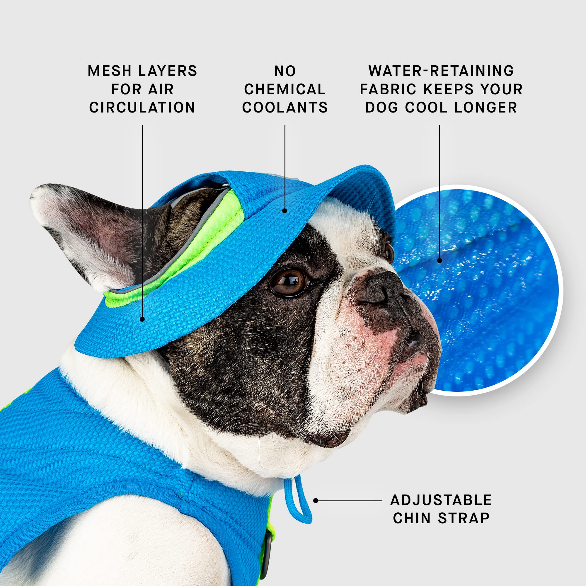 Canada Pooch Cooling Dog Sun Hat - Evaporative Cooling Dog Cap with Breathable Mesh Material for Hot Days, Adjustable Cooling Hat for Dogs Great for Dogs