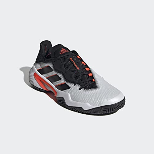 adidas Men's Barricade Tennis Shoe, White/Core Black/Solar Red, 9