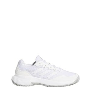 adidas Women's GameCourt 2 Tennis Shoe, White/White/Grey, 8