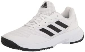 adidas men's gamecourt 2 tennis shoes, white/core black/white, 11