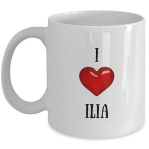 Playful Fox I Love Ilia Coffee Mug With Name Ilia Mug Birthday Gifts for Ilia Cup 11oz PFX42B