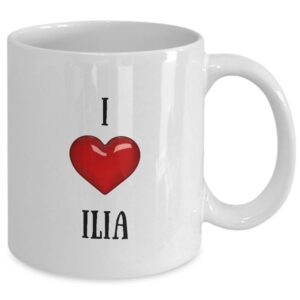 Playful Fox I Love Ilia Coffee Mug With Name Ilia Mug Birthday Gifts for Ilia Cup 11oz PFX42B