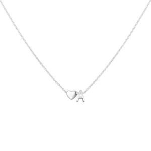 Glimmerst Heart Initial Necklace for Women Stainless Steel Tiny Heart Letter A Necklace Personalized Name Necklace