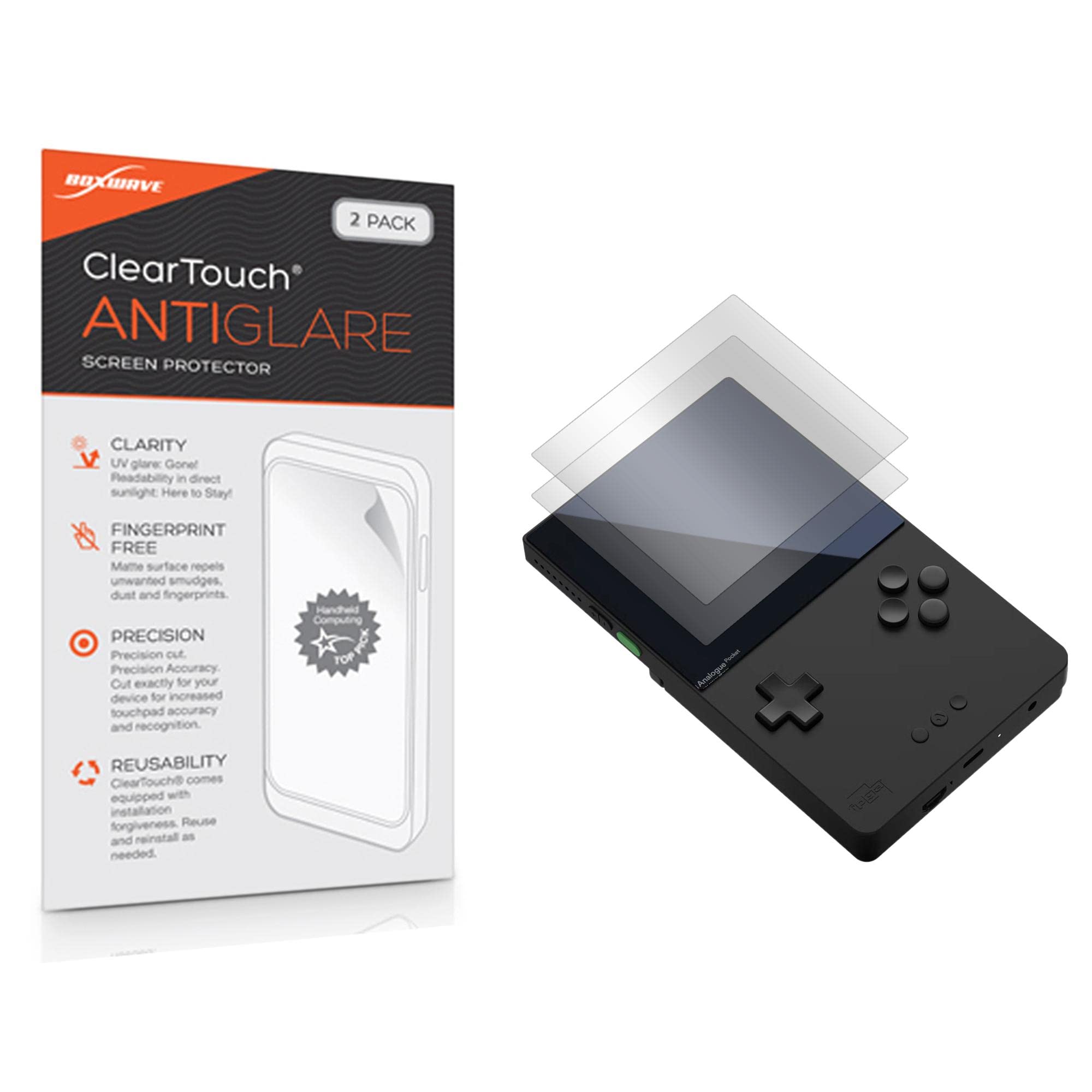 BoxWave Screen Protector Compatible with Analogue Pocket - ClearTouch Anti-Glare (2-Pack), Anti-Fingerprint Matte Film Skin for Analogue Pocket