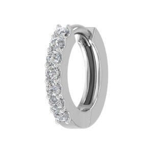 FINEROCK 0.13 Carat 7-Stone Diamond Nose Pin Hoop in 14K White Gold (SI1-SI2 Clarity)