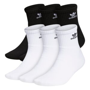 adidas originals trefoil quarter socks (6-pair), white/black, medium