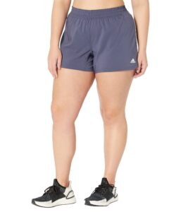 adidas women's plus size pacer 3-stripes woven shorts, shadow navy, 1x