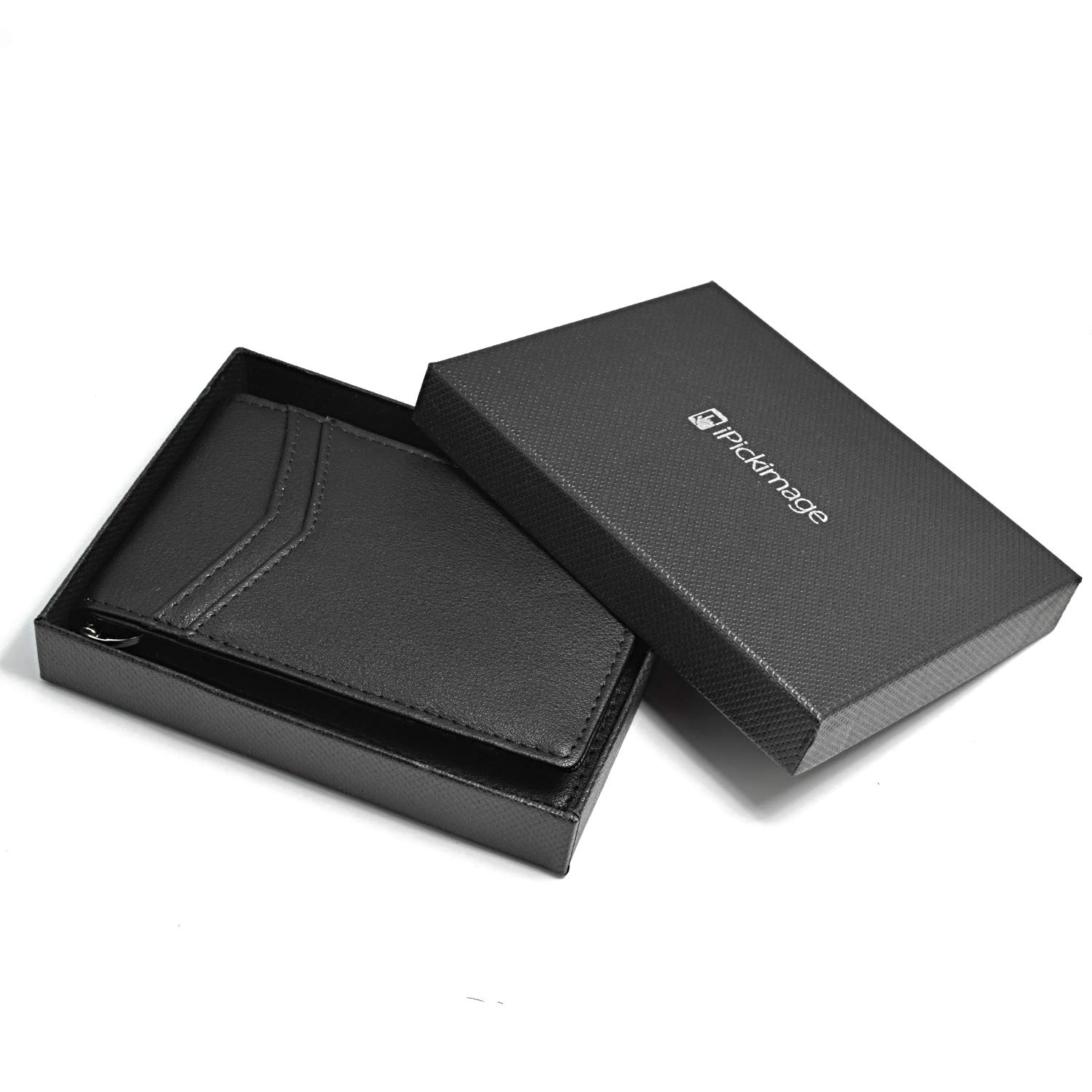 iPick Image, Compatible with - Ford Mustang Script Black PU Leather Slim RFID Resistant Bi-fold Men Wallet