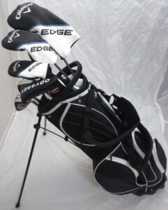 mens callaway golf set driver, wood, hybrid, irons, odyssey putter, bag right handed regular flex