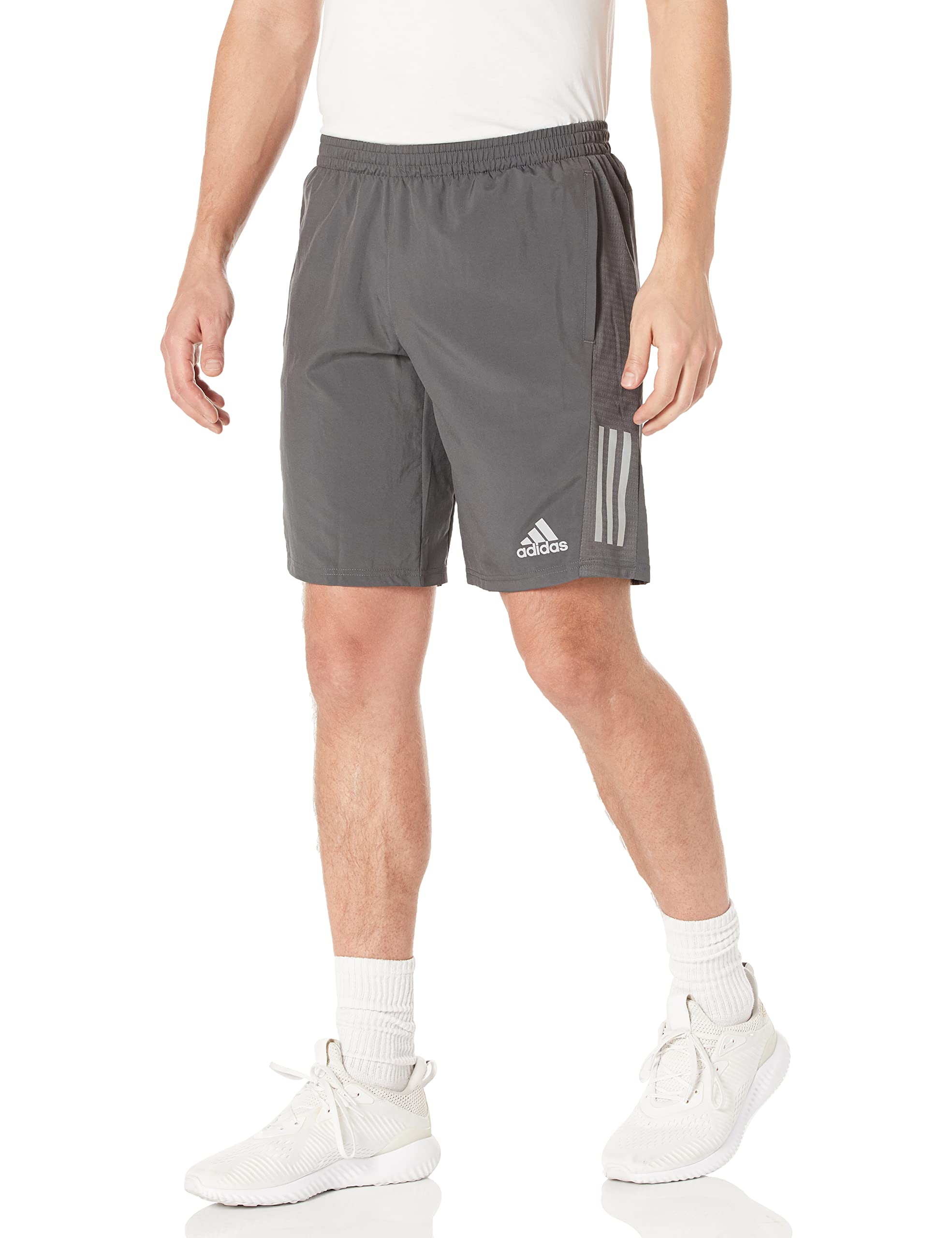 adidas Men's Standard Own The Run Shorts, Grey Six/Reflective Silver, Medium