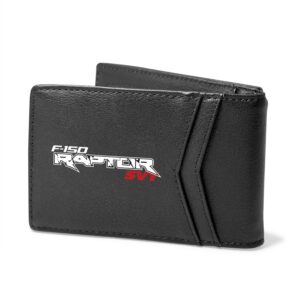 iPick Image, Compatible with - Ford F-150 Raptor SVT Black PU Leather Slim RFID Resistant Bi-fold Men Wallet