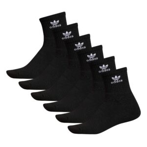 adidas Originals Trefoil Quarter Socks (6-Pair), Black, Medium