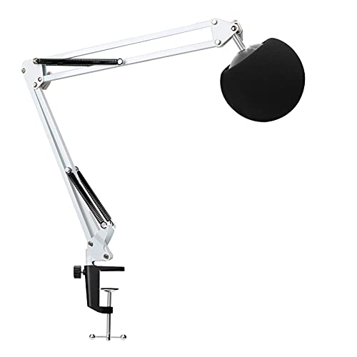 YOUSHARES Mic Stand with Pop Filter - Microphone Boom Arm Stand with Foam Cover Windscreen Compatible with white Blue Snowball iCE Mic by YOUSHARES