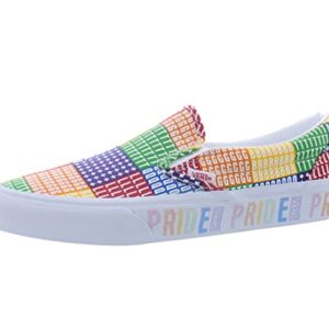 Vans Men's Low-Top Sneakers Skate Shoe, Pride Multi True White Classic Slip on, 6.5