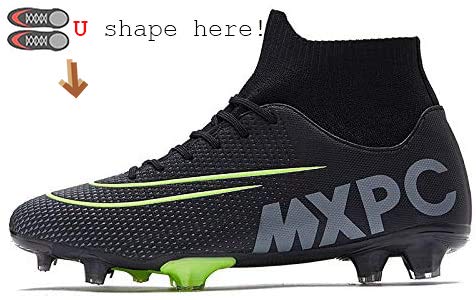 GTY Men's Soccer Boots Football Cleats Firm Hightop Shoes for Training Athletic Black, 10