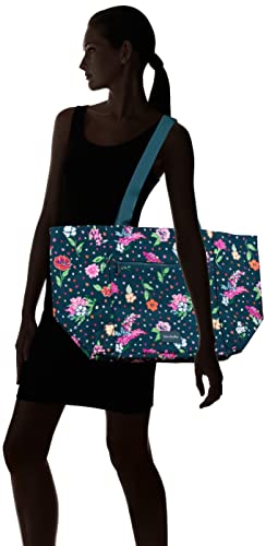 Vera Bradley Women's Recycled Lighten Up Reactive Drawstring Family Tote Bag, Hope Blooms Teal, One Size